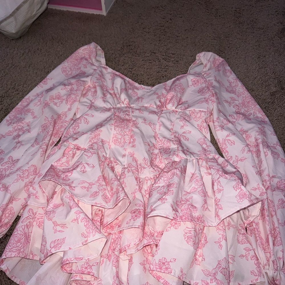 Floral Pink Ruffle Romper